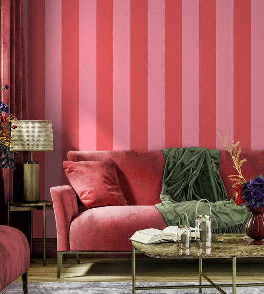 Awning Stripe Wallpaper - Candy Cane - Woodchip & Magnolia - WM - 413 - 06R - Premier Wallcovering