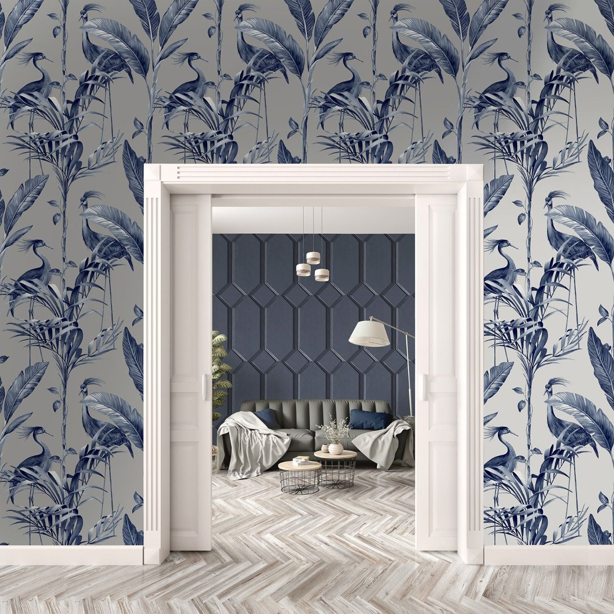 Azzurra Leaf Wallpaper - Silver - Belgravia - 9506 - Premier Wallcovering