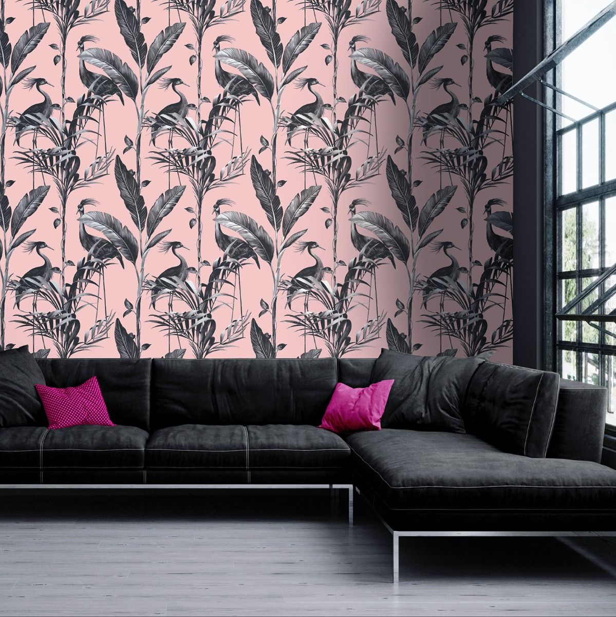 Azzurra Leaf Wallpaper - Pink - Belgravia - 9507 - Premier Wallcovering