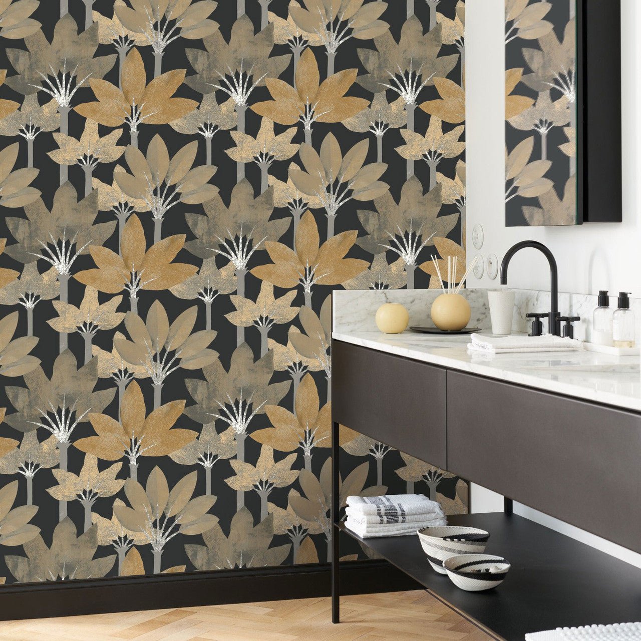 Babel Babylone Wallpaper - Mordore Noir - Casadeco - 89712390 - Premier Wallcovering