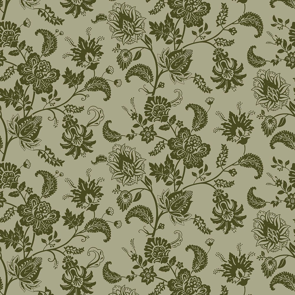 Balmoral Baroque Wallpaper - Gentleman Green and Warm Grey - LAN100210 - Lucie Annabel - Premier Wallcovering