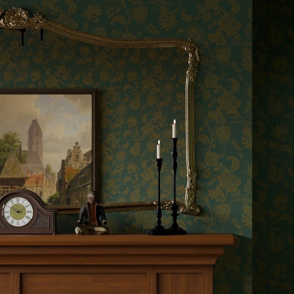 Balmoral Baroque Wallpaper - Gentleman Green and Pine Green - LAN100209 - Lucie Annabel - Premier Wallcovering