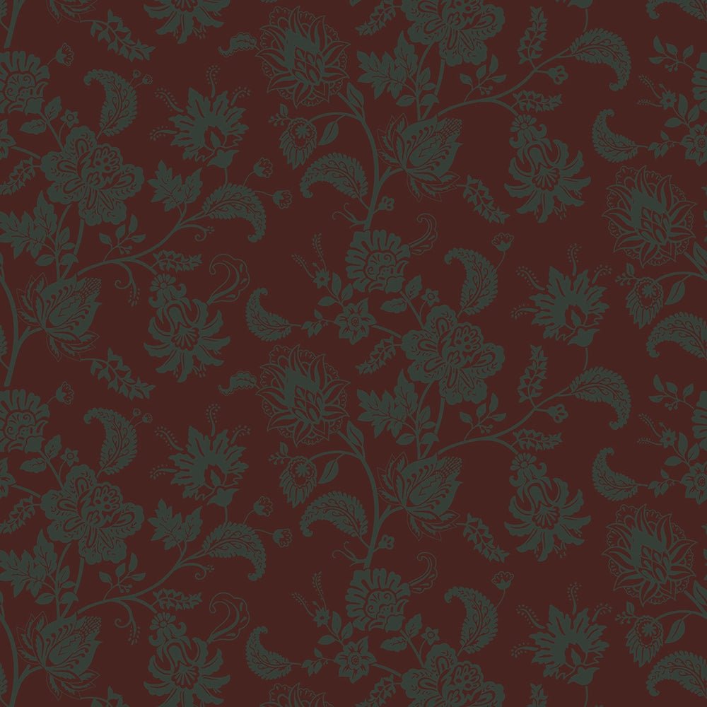 Balmoral Baroque Wallpaper - Pine Green and Garnet - LAN100208 - Lucie Annabel - Premier Wallcovering