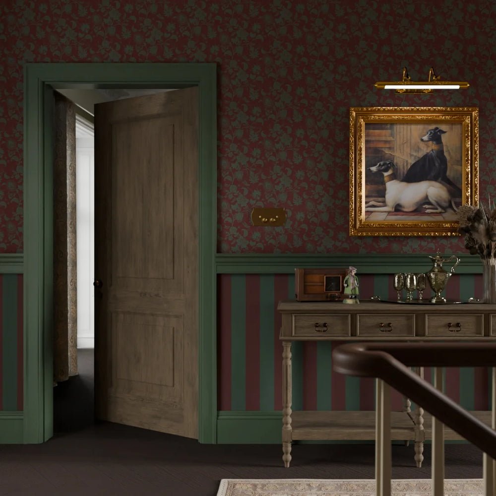Balmoral Baroque Wallpaper - Pine Green and Garnet - LAN100208 - Lucie Annabel - Premier Wallcovering