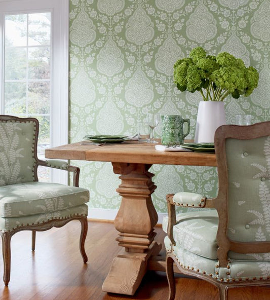 Balmuccia Damask Wallpaper - Blue - AT57868 - Anna French - Premier Wallcovering