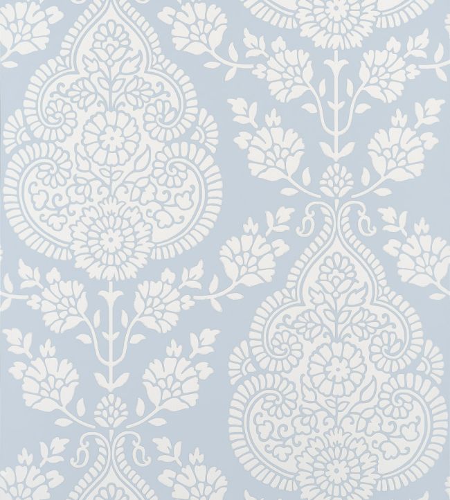 Balmuccia Damask Wallpaper - Soft Blue - AT57866 - Anna French - Premier Wallcovering