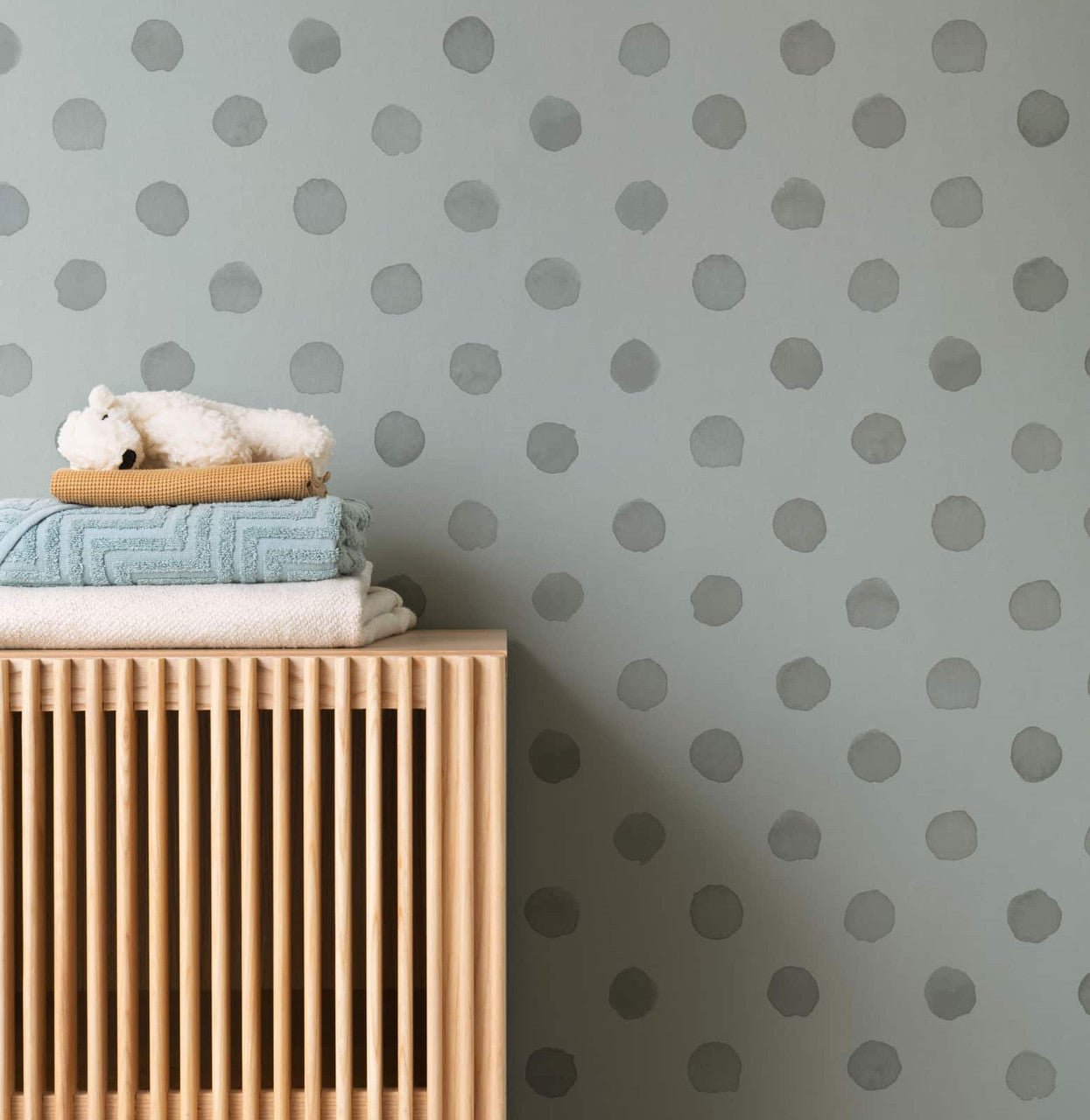 Bambino Polka Dot Painted Spot Wallpaper - Green - Rasch - 252057 - Premier Wallcovering