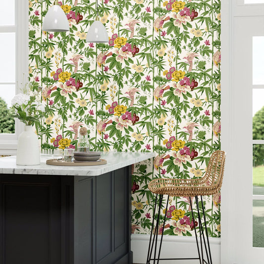 Bamboo & Birds Wallpaper - Scallion Green - DWAW217130 - Sanderson - Premier Wallcovering