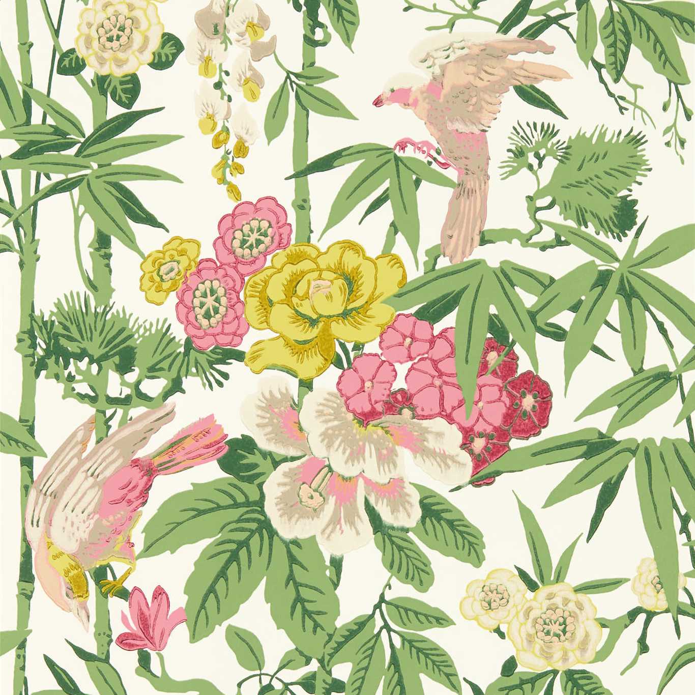 Bamboo & Birds Wallpaper - Scallion Green - DWAW217130 - Sanderson - Premier Wallcovering