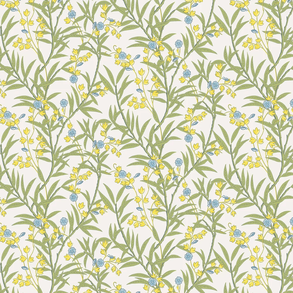 Bamboo Floral Wallpaper - Blue Verditer - Little Greene - 0267BABLUEV - Premier Wallcovering
