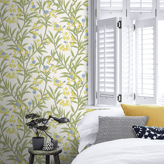 Bamboo Floral Wallpaper - Blue Verditer - Little Greene - 0267BABLUEV - Premier Wallcovering
