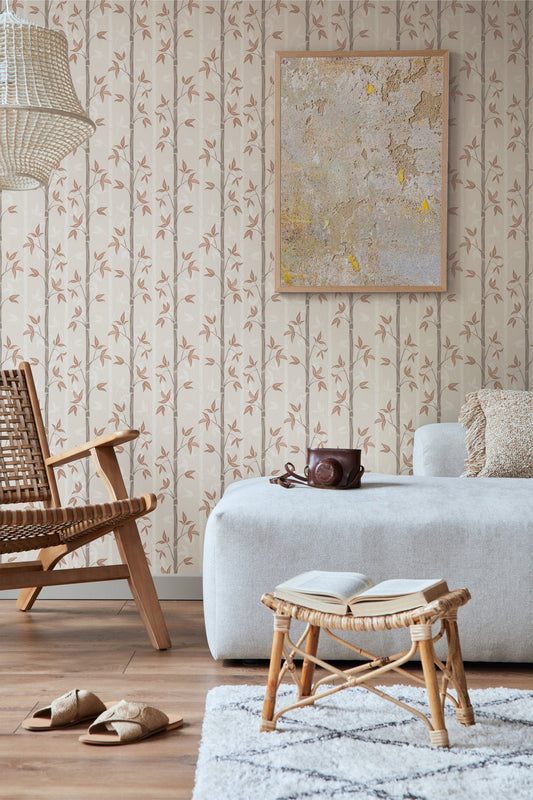 Bamboo Wallpaper - Autumn - Summer Gray - Premier Wallcovering