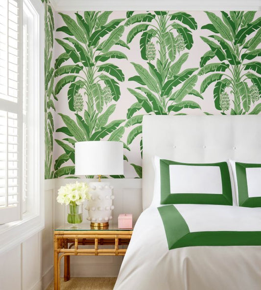 Banana Tree Wallpaper - Spa Blue - Thibaut - T13916 - Premier Wallcovering