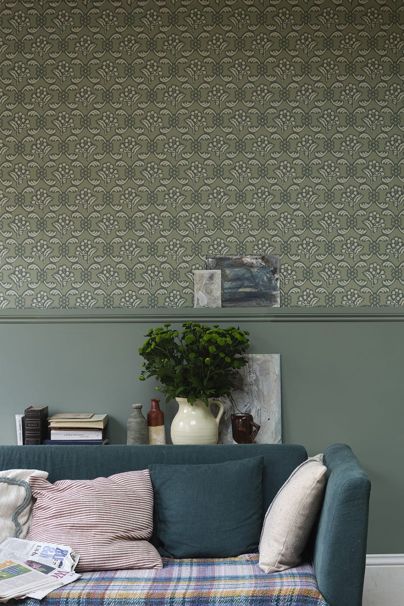 Barace Wallpaper - Green Smoke - 6603 - Farrow & Ball - Premier Wallcovering