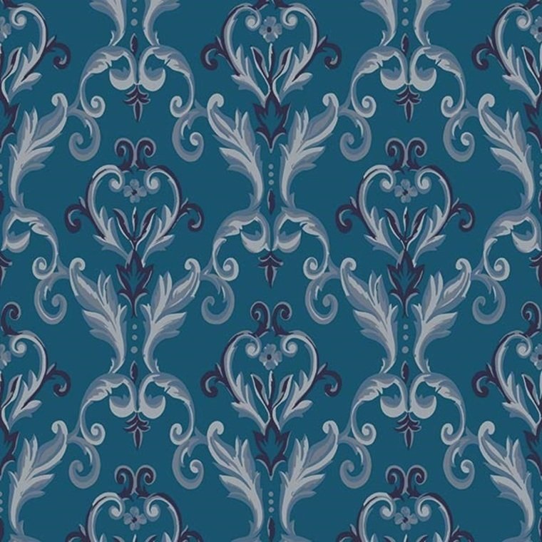 Baroque Heritage Wallpaper - Blue - K & K - 600104 - Premier Wallcovering