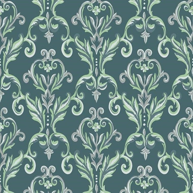 Baroque Heritage Wallpaper - Green - K & K - 600103 - Premier Wallcovering