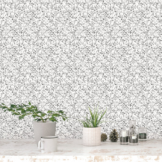 Bazaar Geo Tile Wallpaper - Black / White - Galerie - G78334 - Premier Wallcovering