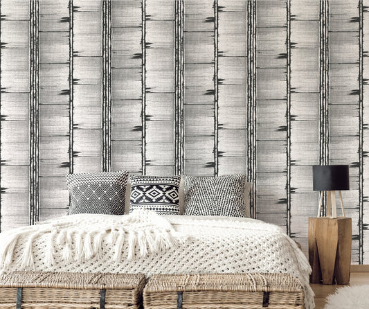 Bazaar Tribal Panels Wallpaper - Grey / Black - Galerie - G78283 - Premier Wallcovering