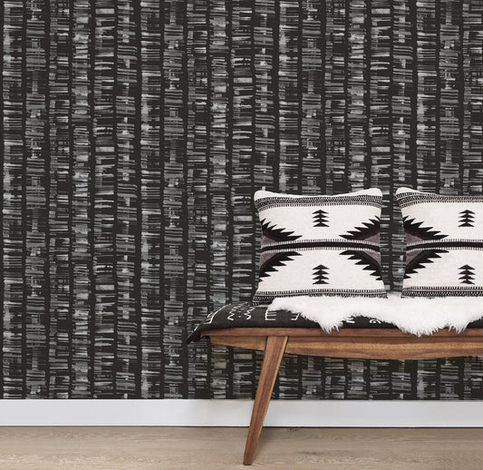 Bazaar Tribal Sketch Wallpaper - Charcoal / Grey - Galerie - G78280 - Premier Wallcovering