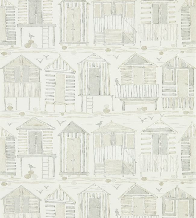 Beach Huts Wallpaper - Driftwood - DCOA216561 - Sanderson - Premier Wallcovering