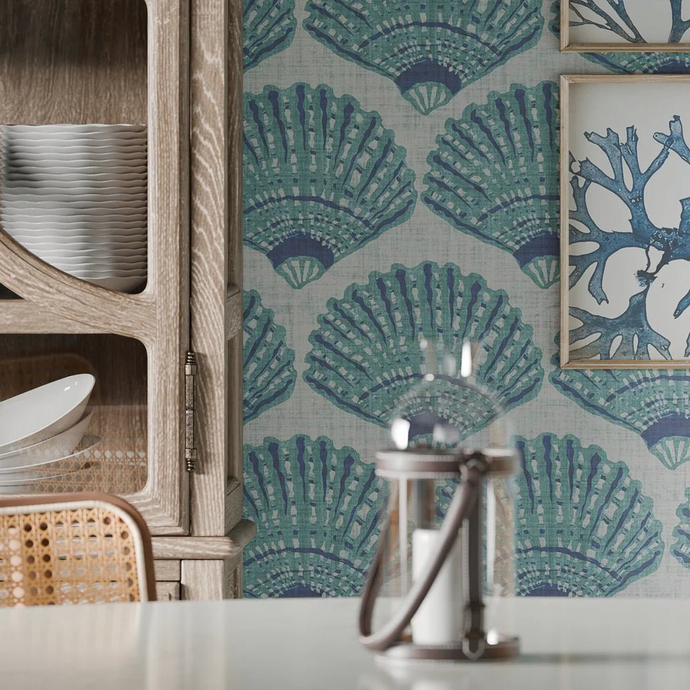 Beachcomber Wallpaper - Teal - LAN100274 - Lucie Annabel - Premier Wallcovering