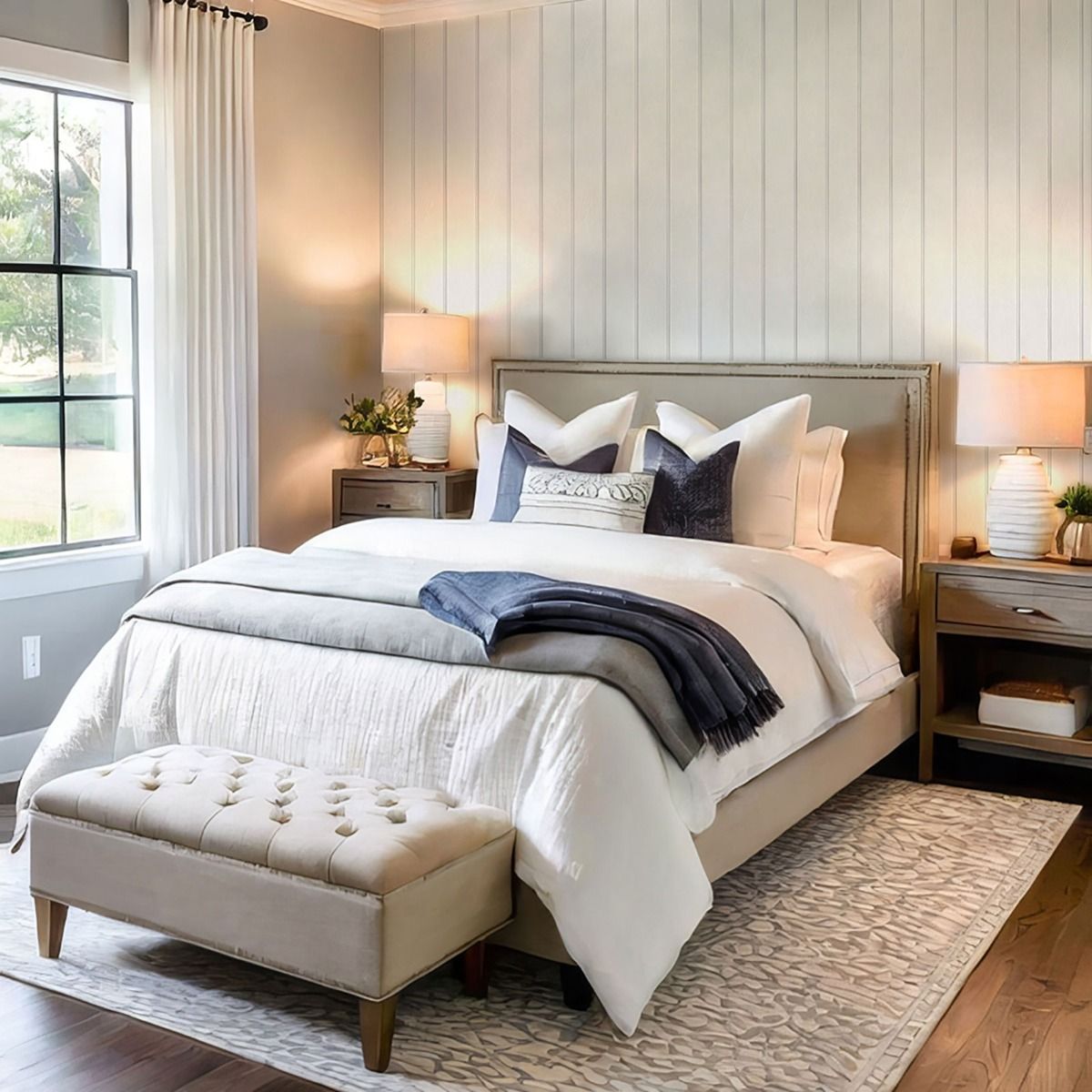 Beaded Wood Panel Wallpaper - White - Belgravia - 5912 - Premier Wallcovering