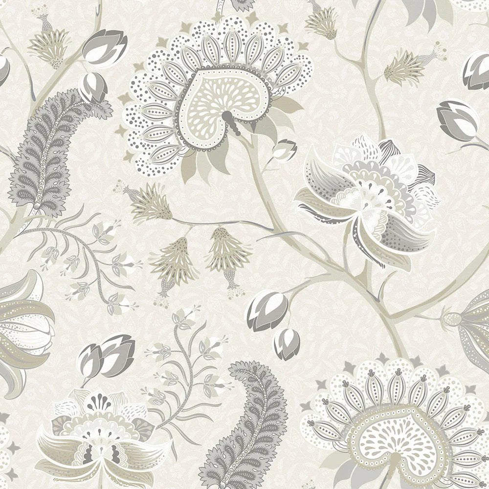 Beaumont Wallpaper - Soft Neutrals on Ecru - LAN100107 - Lucie Annabel - Premier Wallcovering