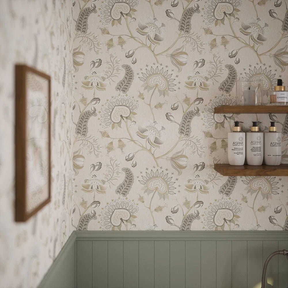 Beaumont Wallpaper - Soft Neutrals on Ecru - LAN100107 - Lucie Annabel - Premier Wallcovering