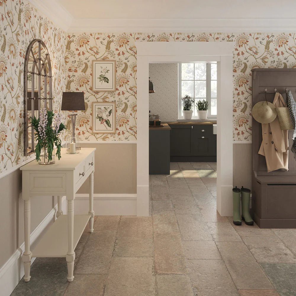 Beaumont Wallpaper - Spice and Vintage Grey on Ecru - LAN100106 - Lucie Annabel - Premier Wallcovering