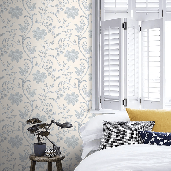 Bedford Square Wallpaper - China Blue / White - Little Greene - 0273BEPORCE - Premier Wallcovering
