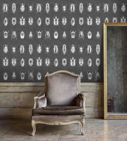 Beetle Jewels Wallpaper - Silver Grey - Woodchip & Magnolia - WM - 091R - Premier Wallcovering