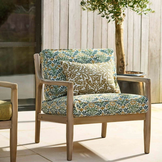 Bellflowers Weave Outdoor Fabric - Sky Blue/Forest - Morris & Co - 237559 - Premier Wallcovering