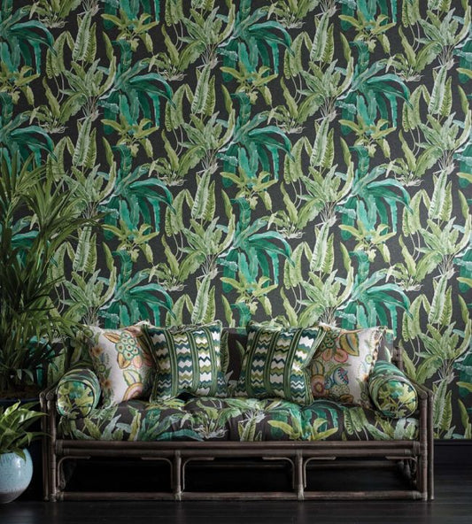 Benmore Wallpaper - Green/ Ivory - Nina Campbell - NCW4393 - 02 - Premier Wallcovering