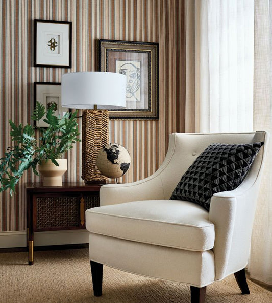 Bennett Stripe Wallpaper - Beige - Thibaut - T44000 - Premier Wallcovering