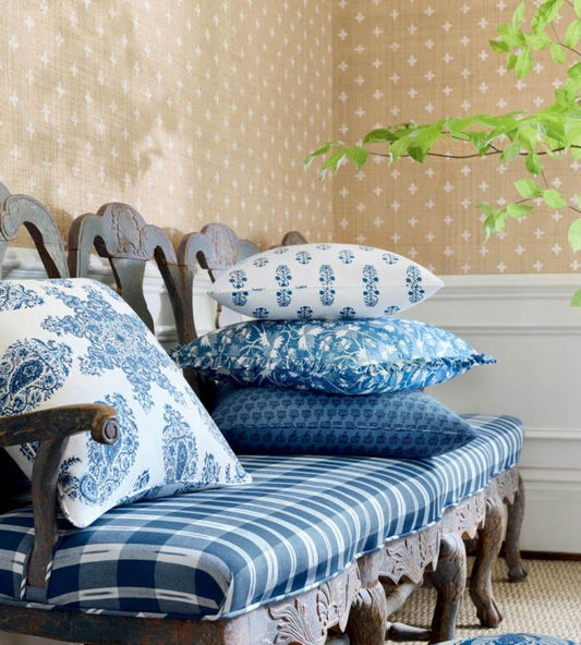 Bethany Wallpaper - White on Natural - Thibaut - T36450 - Premier Wallcovering