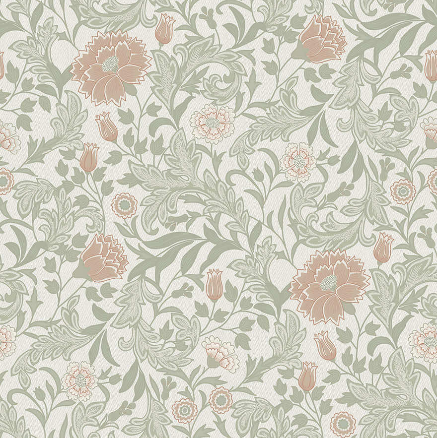 Bilbury Wallpaper - Sage/Coral - Holden Décor - 36301 - Premier Wallcovering