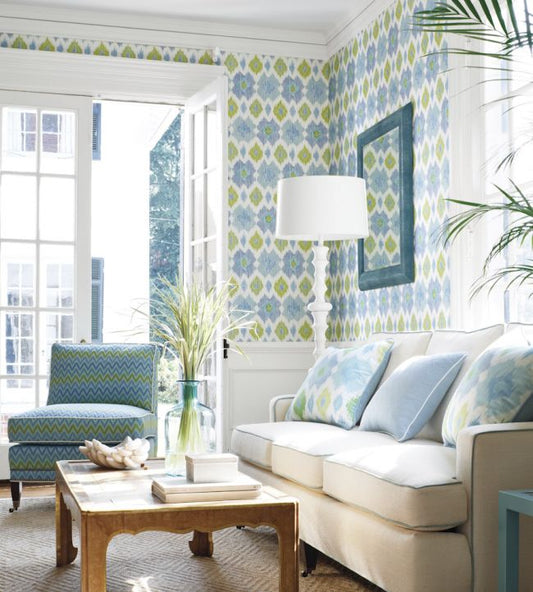 Bimini Ikat Wallpaper - Grey - Thibaut - T5731 - Premier Wallcovering