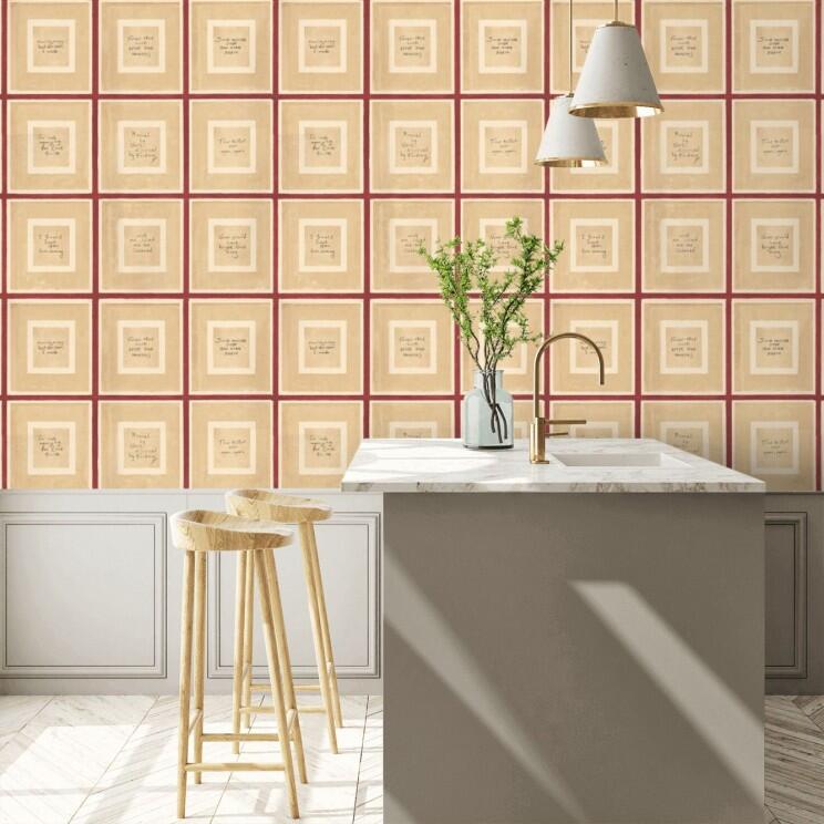 Biography Wallpaper - Red - Andrew Martin - ENGBIRE - Premier Wallcovering