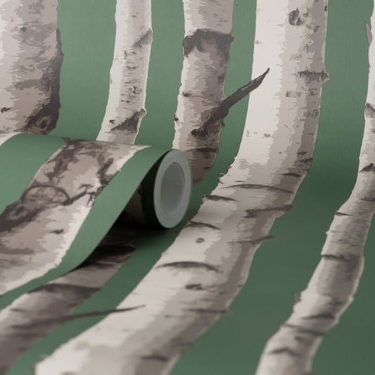 Birch Trees Wallpaper - Hunter Green - Fine Décor - FD43292 - Premier Wallcovering