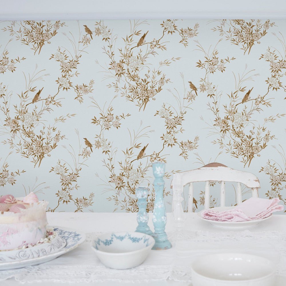 Bird Chinoiserie Wallpaper - Shabby Chic - 125121 - Premier Wallcovering