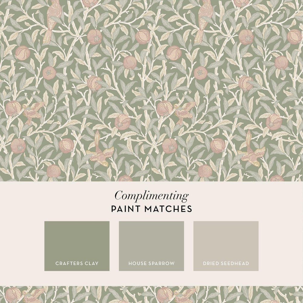 Bird & Pomegranate Wallpaper - Rose Garden - 140502 - William Morris - Premier Wallcovering