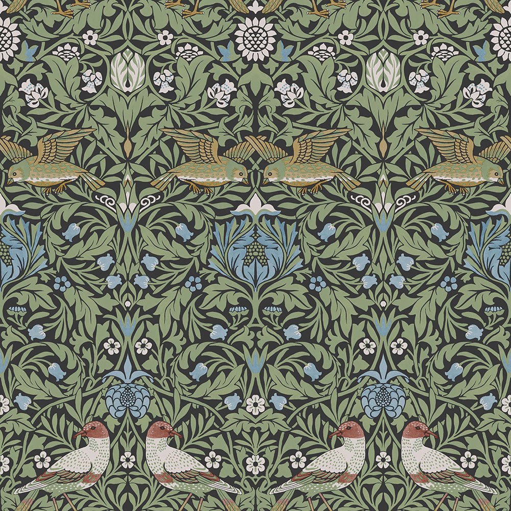 Bird Wallpaper - Green / Blue - Midbec - 82062 - Premier Wallcovering