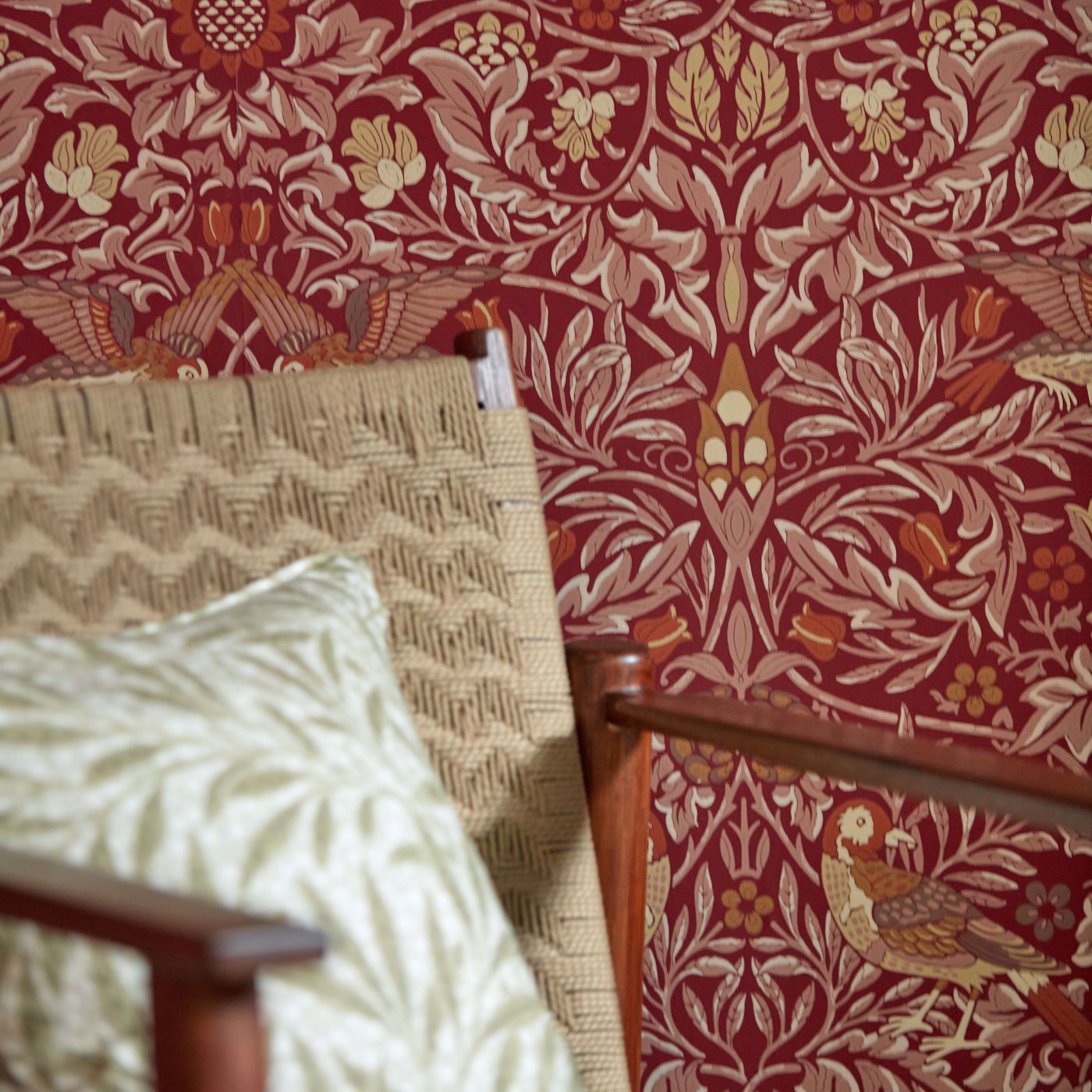 Bird Wallpaper - Madder/Weld - 217195 - Morris & Co - Premier Wallcovering