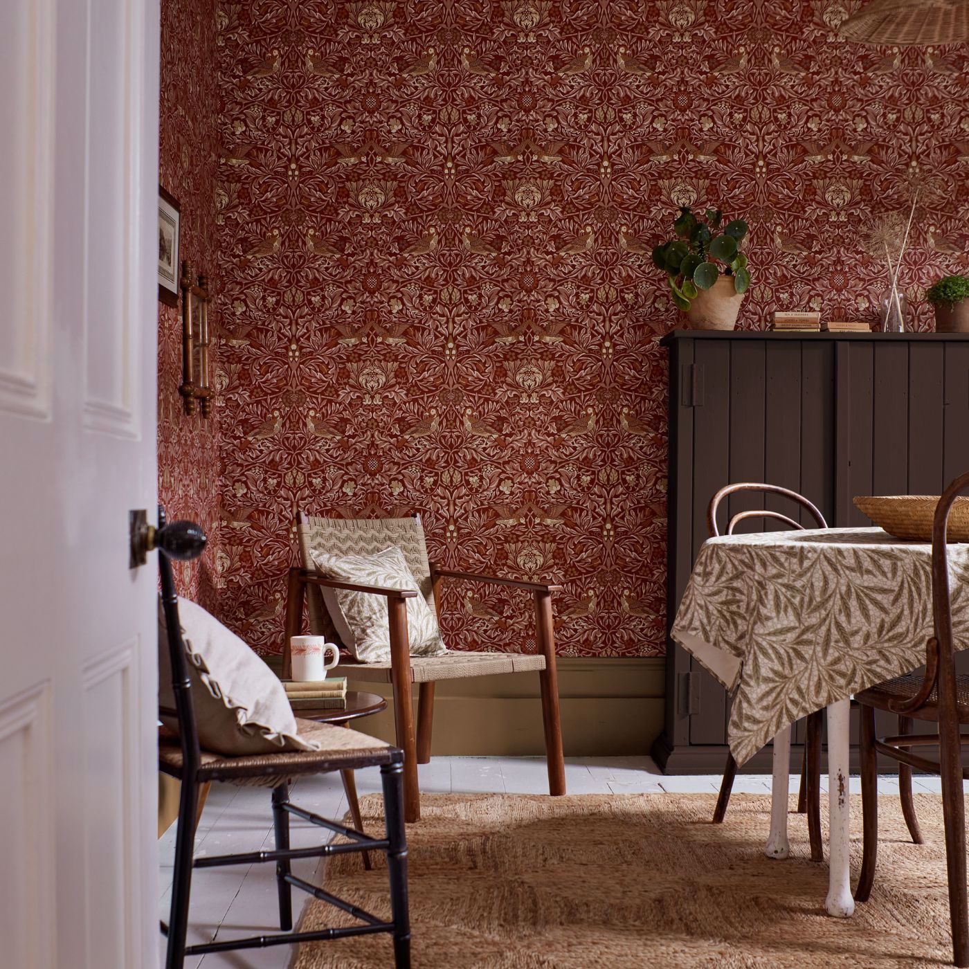 Bird Wallpaper - Boughs Green - 217192 - Morris & Co - Premier Wallcovering