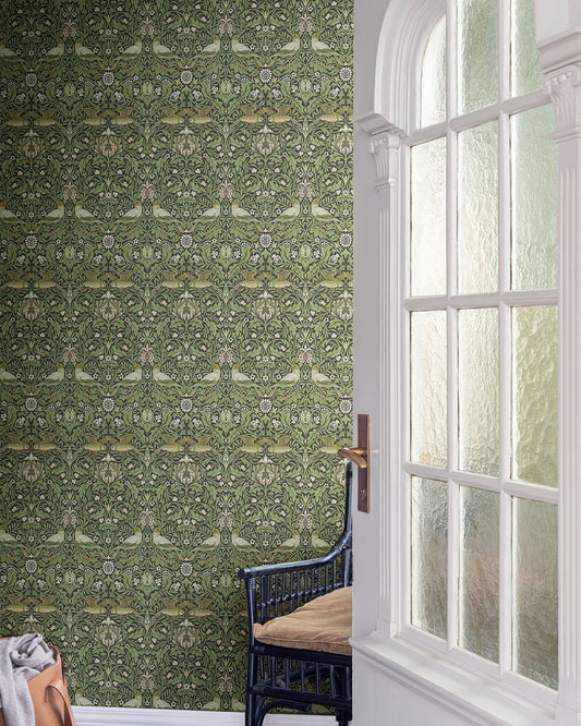 Bird Wallpaper - Black / Green - Midbec - 82063 - Premier Wallcovering