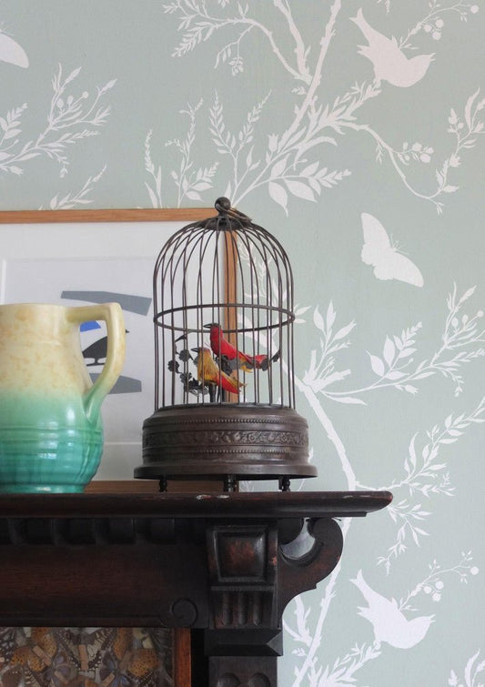 Birdbranch Stripe Wallpaper - White on Mitchell - Timorous Beasties - EX/BBS/5001/04 - Premier Wallcovering