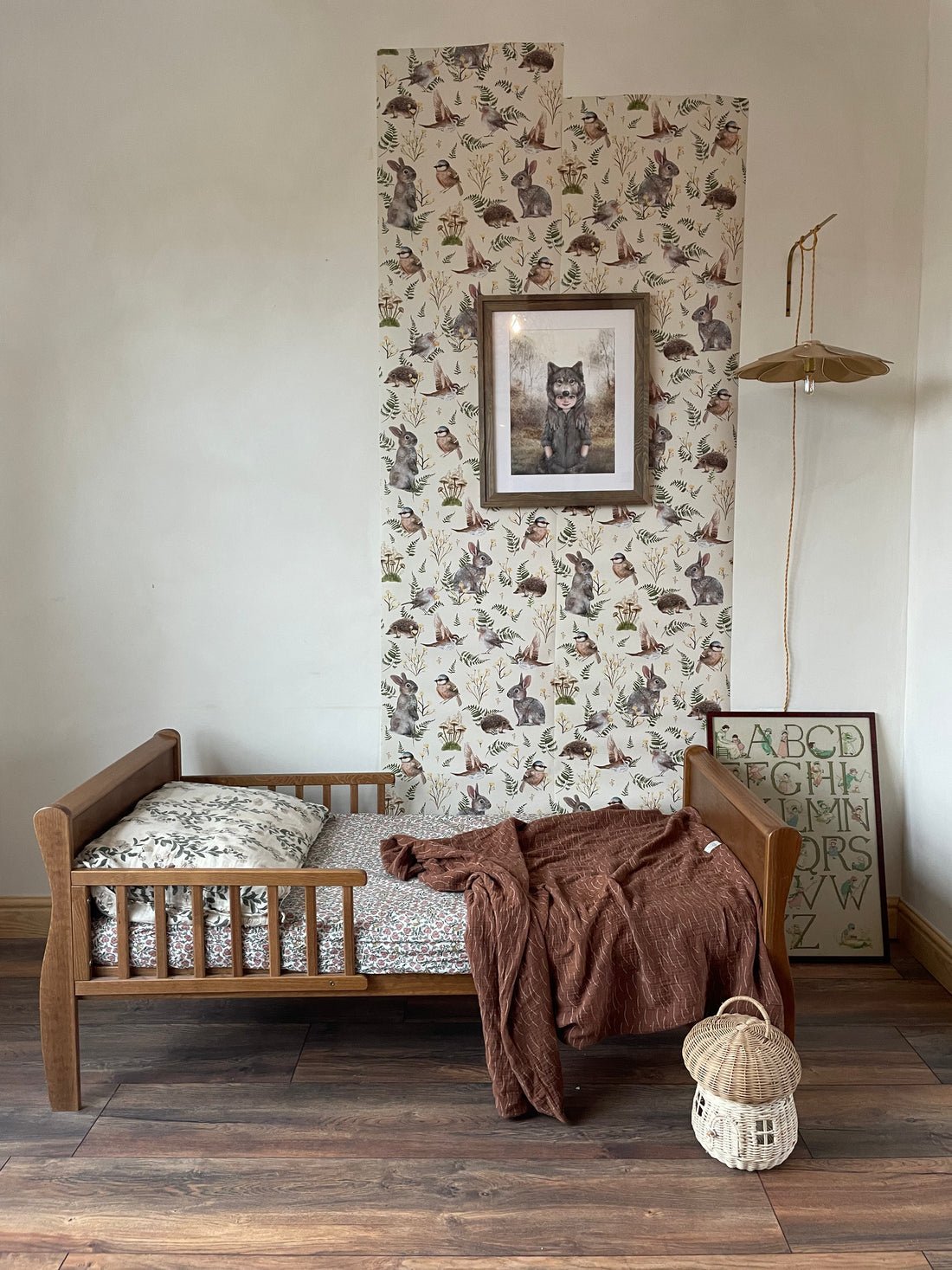 Birds & Bunnies Nursery Wallpaper - Ecru - Summer Gray - Premier Wallcovering