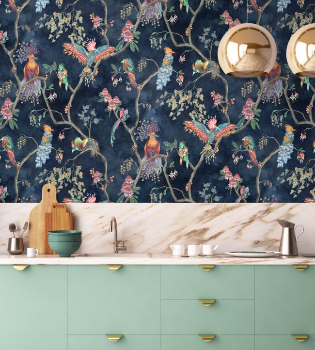 Birds In Paradise Wallpaper - Midnight - Brand McKenzie - BMWL005/01B - Premier Wallcovering
