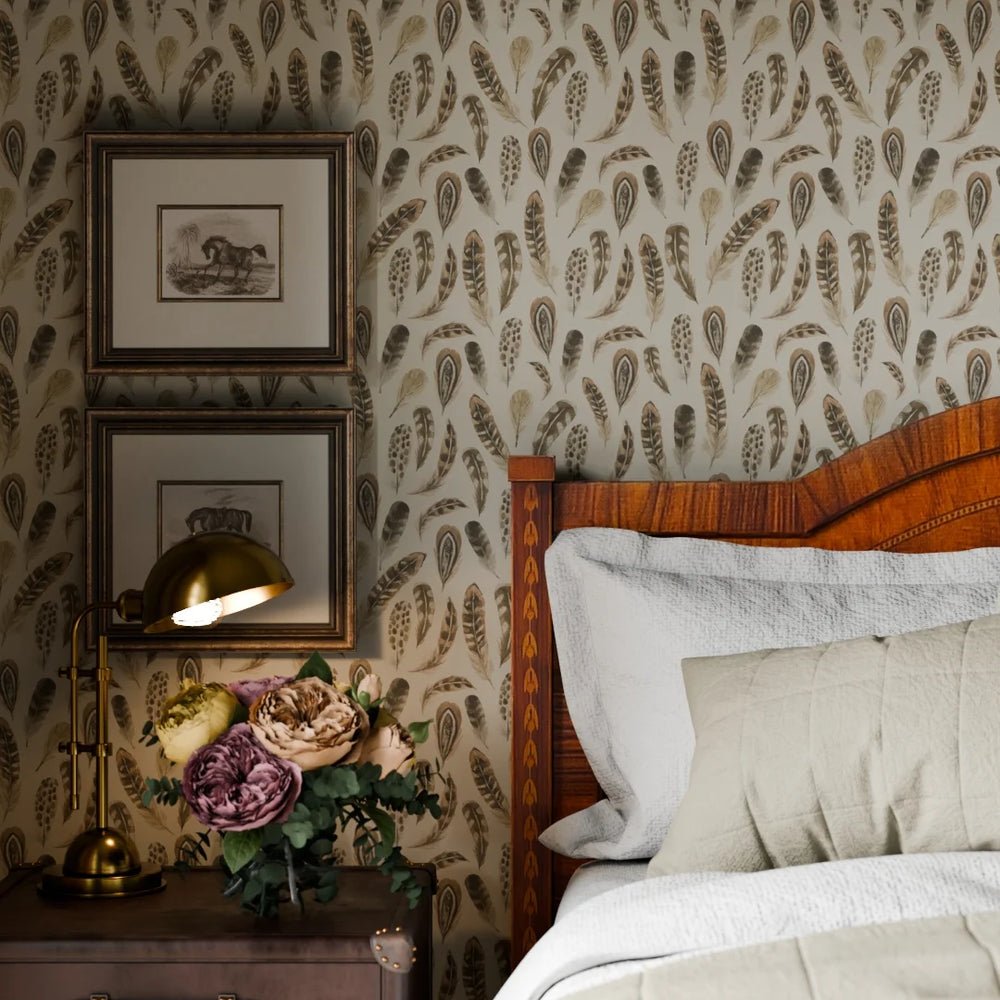 Birds of a Feather Wallpaper - Rural Tones on Vintage Cream - LAN100216 - Lucie Annabel - Premier Wallcovering