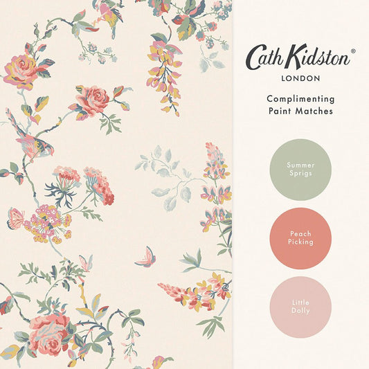 Birds & Roses Wallpaper - Multi - 125503 - Cath Kidston - Premier Wallcovering